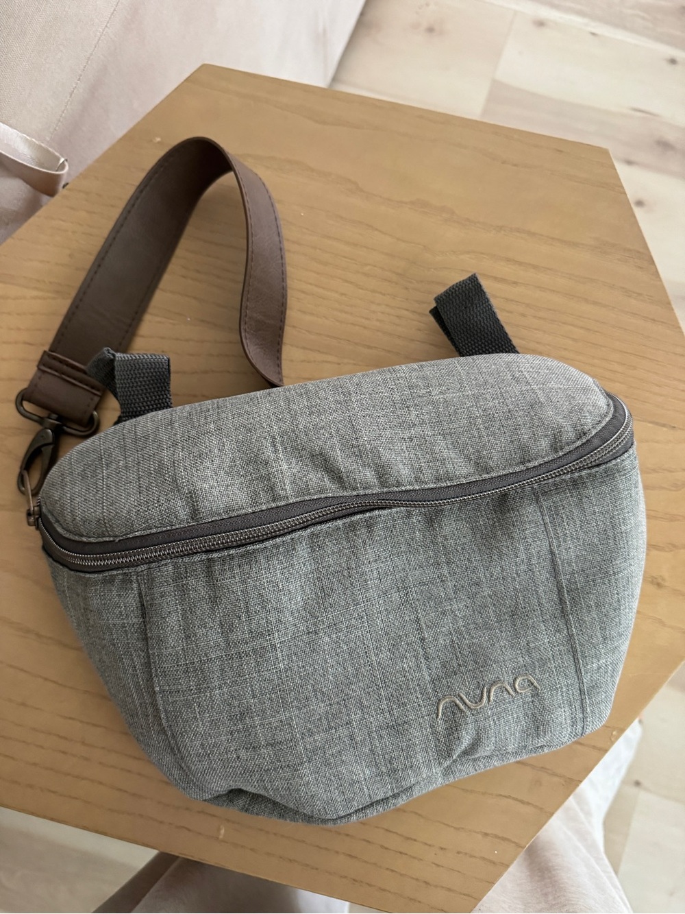 Nuna Stroller Sling Bag Granite zipper pockets storage